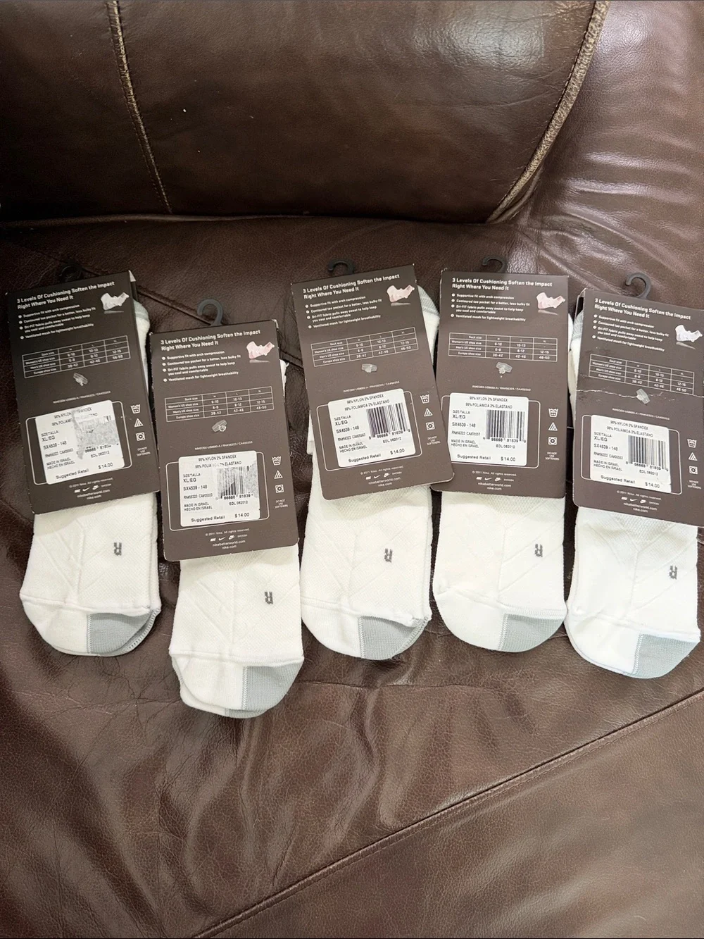 5 NWT Nike elite running cushion socks shoe size 12-15